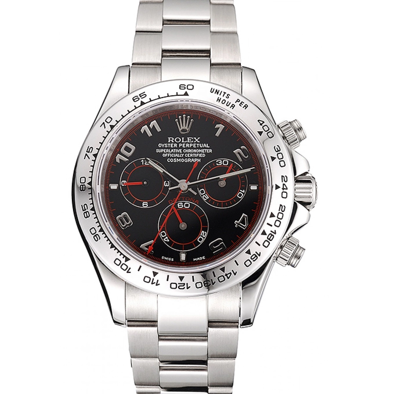 Aaa replica watch Swiss Dial Stainless Steel Rolex Black Bracelet Daytona 80296 0630